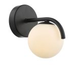 Orlena Wall Light Matt Black & Opal Glass