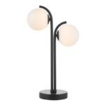 Orlena 2lt Table Lamp Matt Black & Opal Glass