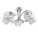Rehan 5lt Semi Flush Decorative Glass Polished Chrome Frame