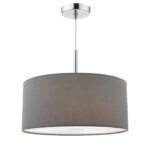 Ronda 3lt Pendant Grey Faux Silk Shade 40cm