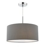 Ronda 3lt Pendant Grey Faux Silk Shade 40cm