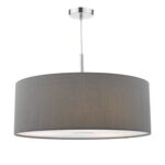 Ronda 3lt Pendant Grey Faux Silk Shade 60cm