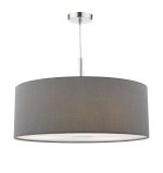 Ronda 3lt Pendant Grey Faux Silk Shade 60cm