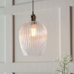 Ribbed Clear Glass & Bright Nickel Pendant - Image 2