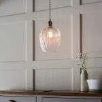 Ribbed Clear Glass & Bright Nickel Pendant - Image 3