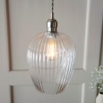 Ribbed Clear Glass & Bright Nickel Pendant - Image 4