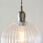 Ribbed Clear Glass & Bright Nickel Pendant - Image 6