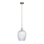 Ribbed Clear Glass & Bright Nickel Pendant - Image 9