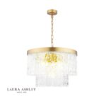 Laura Ashley Durnsford 4lt Pendant Matt Antique Brass & Glass