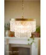 Laura Ashley Durnsford 4lt Pendant Matt Antique Brass & Glass - Image 3