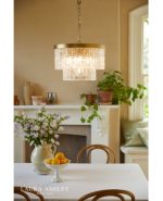 Laura Ashley Durnsford 4lt Pendant Matt Antique Brass & Glass - Image 4