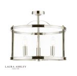 Laura Ashley Harrington 3lt Semi-Flush Polished Nickel & Glass
