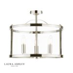 Laura Ashley Harrington 3lt Semi-Flush Polished Nickel & Glass