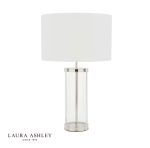 Laura Ashley Harrington Large Table Lamp Polished Nickel & Glass With Shade
