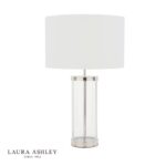 Laura Ashley Harrington Large Table Lamp Polished Nickel & Glass With Shade