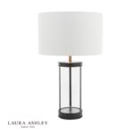 Laura Ashley Harrington Small Table Lamp Matt Black & Glass With Shade