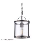Laura Ashley Harrington Single Pendant Matt Black & Glass