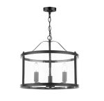 Laura Ashley Harrington 3lt Pendant Matt Black & Glass