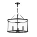 Laura Ashley Harrington 3lt Pendant Matt Black & Glass