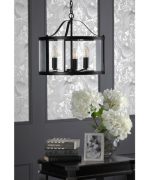 Laura Ashley Harrington 3lt Pendant Matt Black & Glass - Image 3