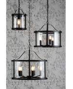 Laura Ashley Harrington 5lt Pendant Matt Black & Glass - Image 4