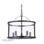 Laura Ashley Harrington 5lt Pendant Matt Black & Glass