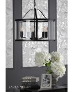 Laura Ashley Harrington 5lt Pendant Matt Black & Glass - Image 3