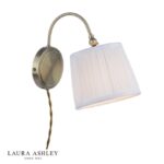 Laura Ashley Hemsley Wall Light Antique Brass & Ivory With Shade