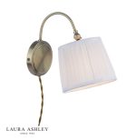 Laura Ashley Hemsley Wall Light Antique Brass & Ivory With Shade