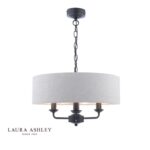 Laura Ashley Sorrento 3lt Shadelier Matt Black & Natural With Shade