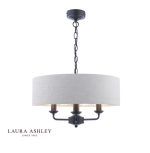 Laura Ashley Sorrento 3lt Shadelier Matt Black & Natural With Shade