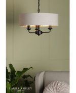 Laura Ashley Sorrento 3lt Shadelier Matt Black & Natural With Shade - Image 2