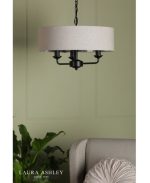 Laura Ashley Sorrento 3lt Shadelier Matt Black & Natural With Shade - Image 3