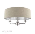 Laura Ashley Sorrento 3lt Semi-Flush Satin Nickel & Natural With Shade - Image 2