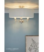 Laura Ashley Sorrento 3lt Semi-Flush Satin Nickel & Natural With Shade - Image 4