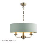Laura Ashley Sorrento 3lt Shadelier Matt Antique Brass & Green With Shade