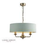 Laura Ashley Sorrento 3lt Shadelier Matt Antique Brass & Green With Shade