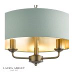Laura Ashley Sorrento 3lt Shadelier Matt Antique Brass & Green With Shade - Image 2