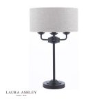 Laura Ashley Sorrento 3lt Table Lamp Matt Black & Natural With Shade