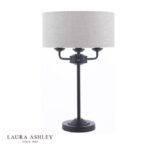 Laura Ashley Sorrento 3lt Table Lamp Matt Black & Natural With Shade