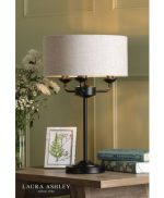 Laura Ashley Sorrento 3lt Table Lamp Matt Black & Natural With Shade - Image 2