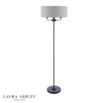 Laura Ashley Sorrento 3lt Floor Lamp Matt Black & Natural With Shade
