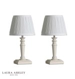 Laura Ashley Tate Table Lamp Distressed Wood With Shade (Twin Pack)