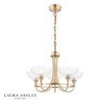 Laura Ashley Wellham 5lt Armed Pendant Antique Brass & Glass