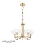 Laura Ashley Wellham 5lt Armed Pendant Antique Brass & Glass