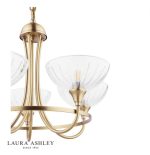 Laura Ashley Wellham 5lt Armed Pendant Antique Brass & Glass - Image 2