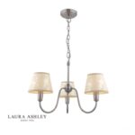 Laura Ashley Westbourne 3lt Armed Pendant Polished Pewter With Shade