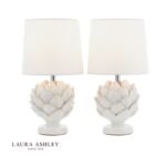 Laura Ashley Artichoke Twin Pack Table Lamp White With Shade
