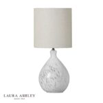 Laura Ashley Confetti Table Lamp White Art Glass & Silver With Shade