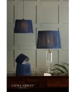 Laura Ashley Hemsley Pleated Silk Empire Drum Shade Blue 35cm/14 Inch - Image 5